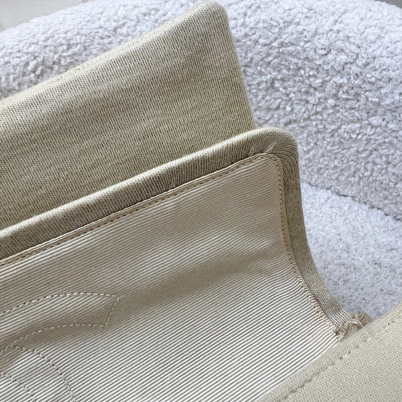 Chanel Vintage Small / Medium Flap with Bijoux Chain in Oatmeal Beige Jersey and 24K GHW