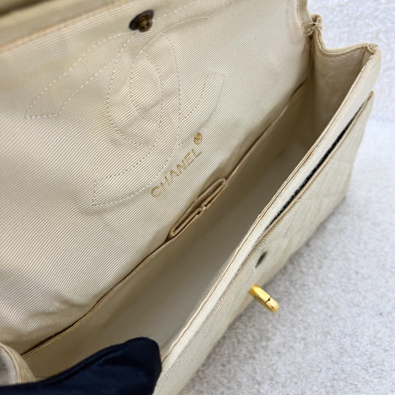 Chanel Vintage Small / Medium Flap with Bijoux Chain in Oatmeal Beige Jersey and 24K GHW