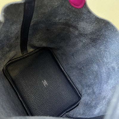 Hermes Picotin 18 in Blue Nuit Clemence Leather, Rose Pourpre Swift Handles and PHW