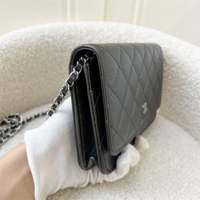 Chanel Classic Wallet on Chain WOC in Iridescent Grey Calfskin SHW