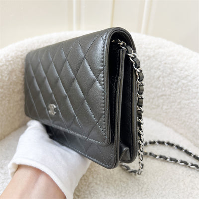 Chanel Classic Wallet on Chain WOC in Iridescent Grey Calfskin SHW