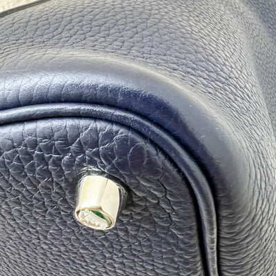 Hermes Picotin 18 in Blue Nuit Clemence Leather, Rose Pourpre Swift Handles and PHW