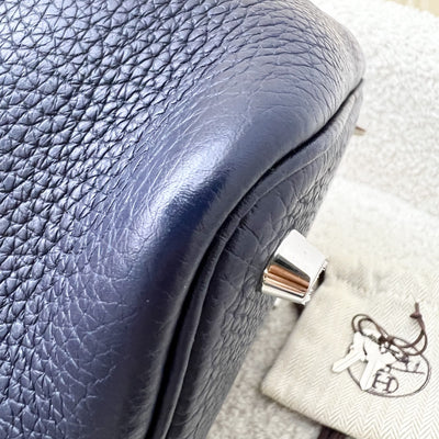 Hermes Picotin 18 in Blue Nuit Clemence Leather, Rose Pourpre Swift Handles and PHW