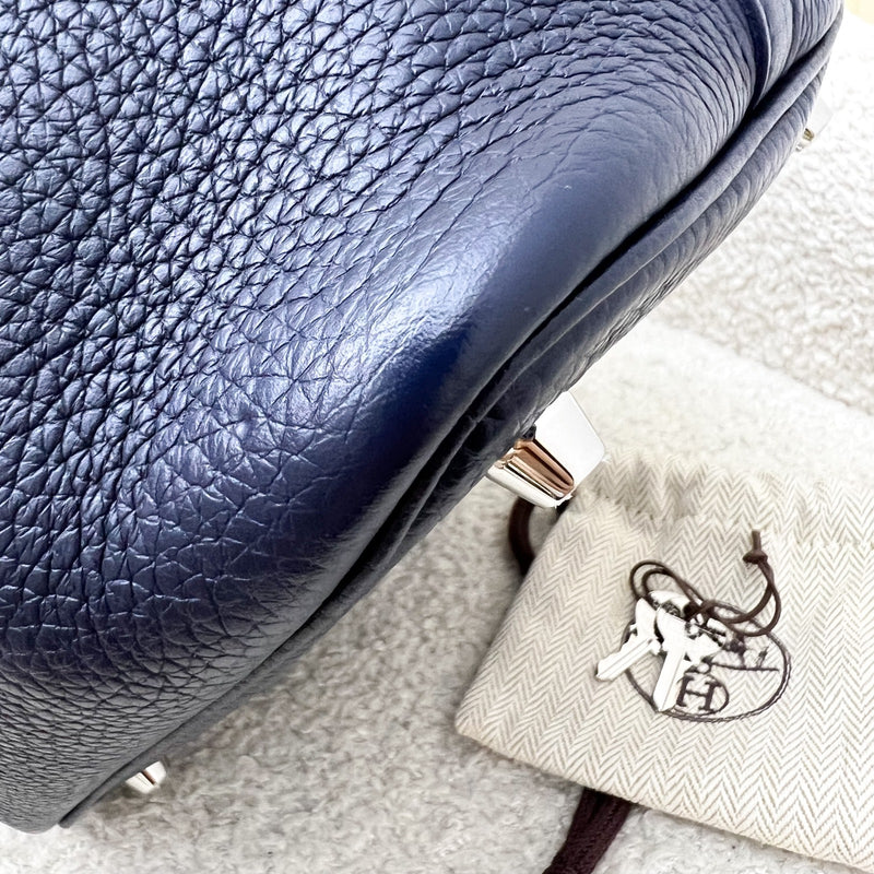 Hermes Picotin 18 in Blue Nuit Clemence Leather, Rose Pourpre Swift Handles and PHW