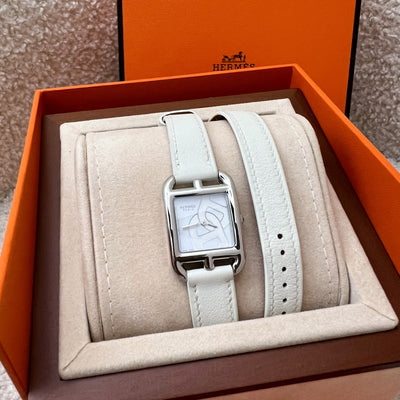 Hermes Cape Cod Double Tour Chaine D’Ancre Watch White Blanc / Steel