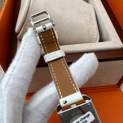 Hermes Cape Cod Double Tour Chaine D’Ancre Watch White Blanc / Steel