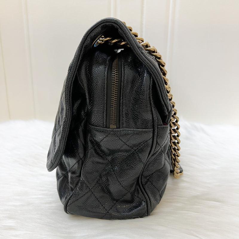 Chanel Shiva Flap Bag in Black Crumpled Caviar and AGHW (Model: A67148)