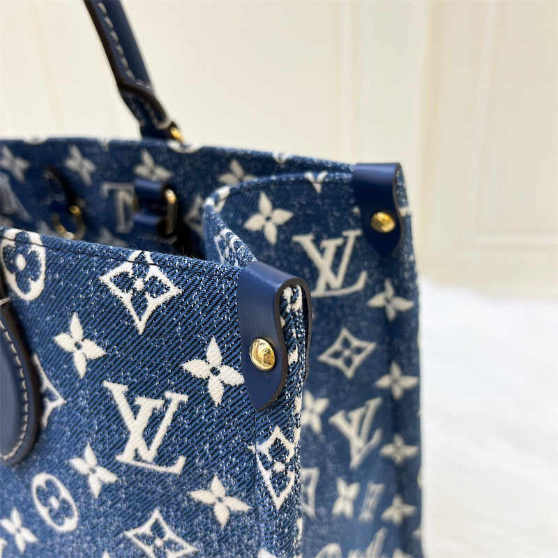 LV Onthego MM in Ombre Blue Denim and GHW