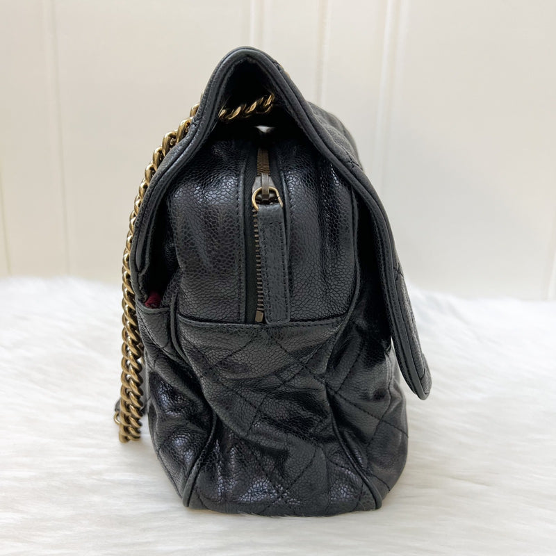 Chanel Shiva Flap Bag in Black Crumpled Caviar and AGHW (Model: A67148)