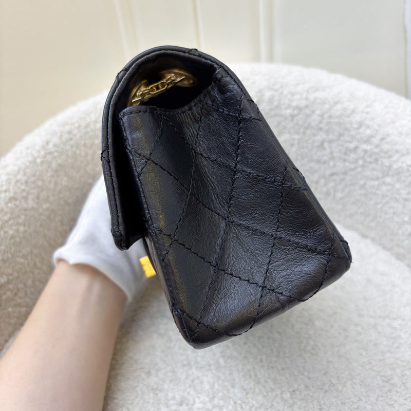 Chanel Classic Reissue Mini Flap in Black Distressed Calfskin AGHW (Model: AS0874)