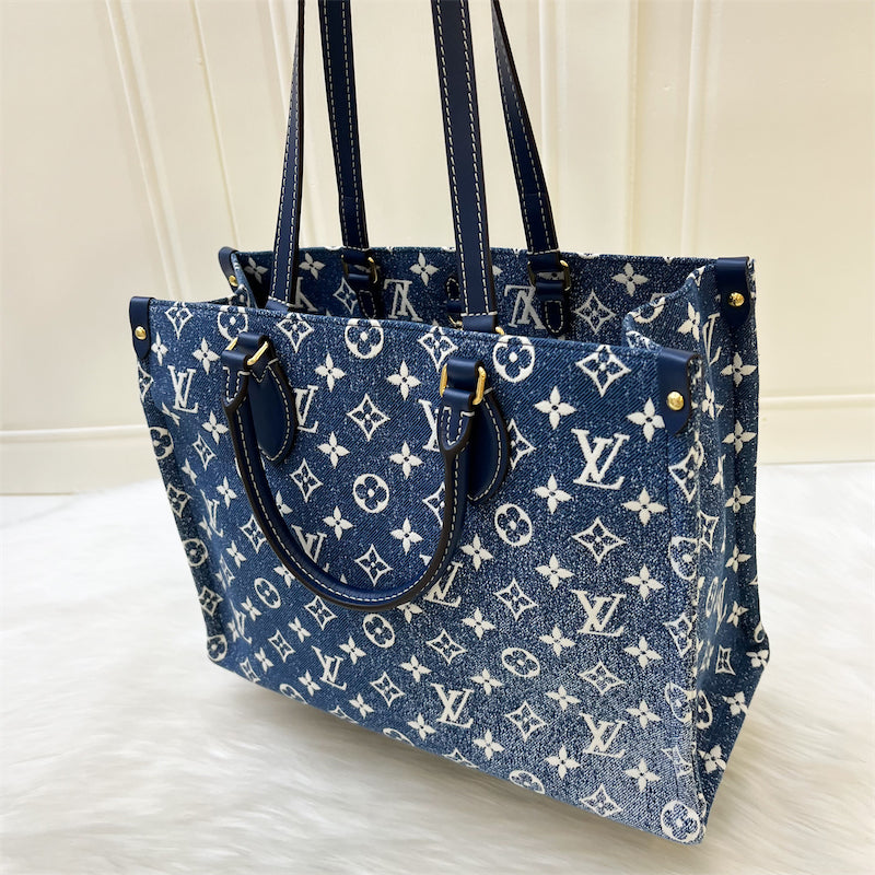 LV Onthego MM in Ombre Blue Denim and GHW