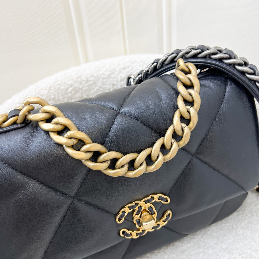 Chanel 19 Small Flap in Black Lambskin and 3-tone HW (Model