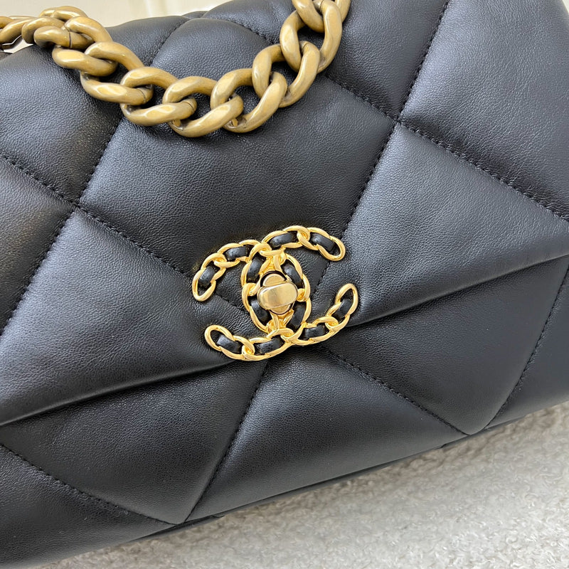 Chanel 19 Small Flap in Black Lambskin and 3-tone HW (Model: AS1160)