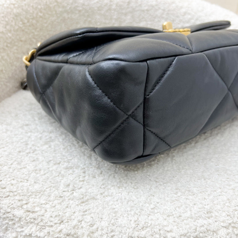 Chanel 19 Small Flap in Black Lambskin and 3-tone HW (Model: AS1160)