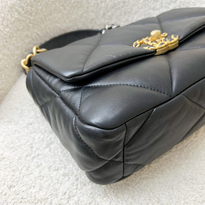 Chanel 19 Small Flap in Black Lambskin and 3-tone HW (Model: AS1160)