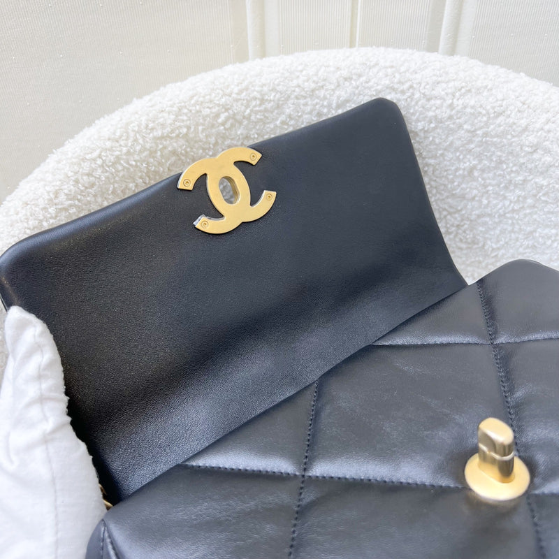 Chanel 19 Small Flap in Black Lambskin and 3-tone HW (Model: AS1160)