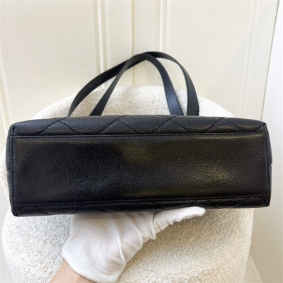 Chanel Vintage Shoulder Tote Bag in Black Caviar and GHW