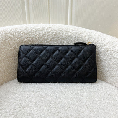 Chanel Classic Zippy Long Wallet in Black Caviar and LGHW