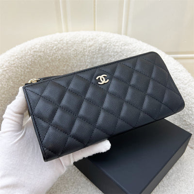 Chanel Classic Zippy Long Wallet in Black Caviar and LGHW