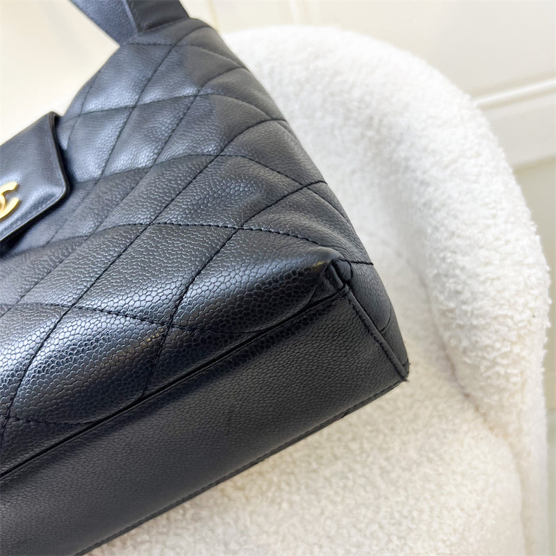 Chanel Vintage Shoulder Tote Bag in Black Caviar and GHW