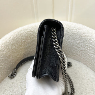 Chanel Boy Wallet on Chain WOC in Black Caviar and RHW