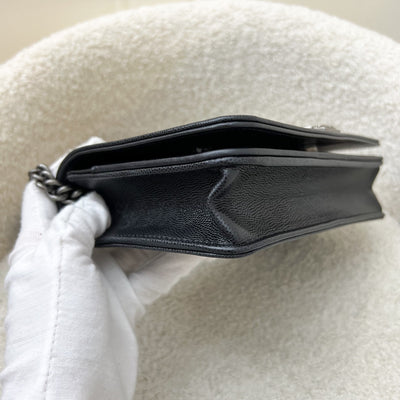 Chanel Boy Wallet on Chain WOC in Black Caviar and RHW