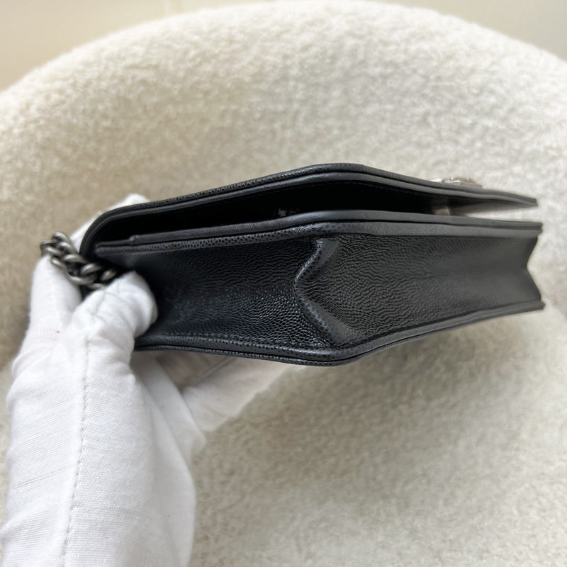Chanel Boy Wallet on Chain WOC in Black Caviar and RHW