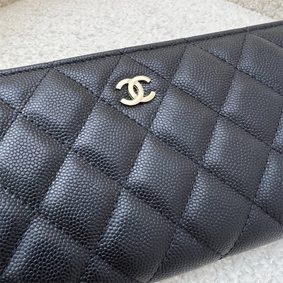 Chanel Classic Zippy Long Wallet in Black Caviar and LGHW