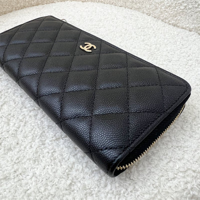 Chanel Classic Zippy Long Wallet in Black Caviar and LGHW