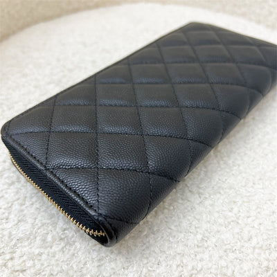 Chanel Classic Zippy Long Wallet in Black Caviar and LGHW