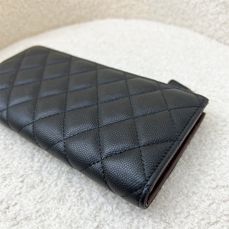 Chanel Classic Zippy Long Wallet in Black Caviar and LGHW