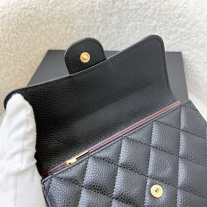 Chanel Classic Medium Trifold Wallet in Black Caviar and LGHW (Model: AP0232)