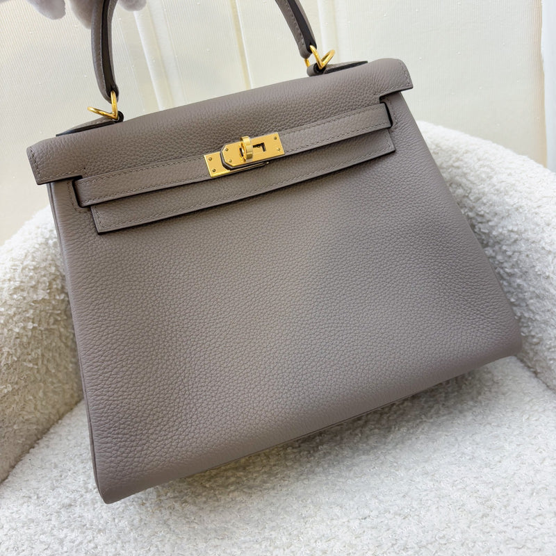 Hermes Kelly 25 in Gris Asphalte Togo Leather and GHW