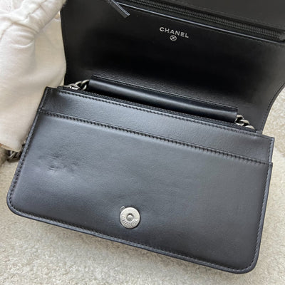 Chanel Boy Wallet on Chain WOC in Black Caviar and RHW