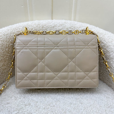 Dior Miss Caro Mini Flap Bag in Powder Beige Macrocannage Lambskin and GHW