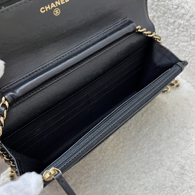 Chanel Seasonal Wallet on Chain WOC in Black Lambskin and LGHW