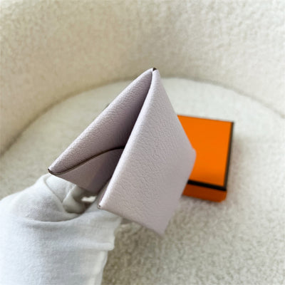 Hermes Calvi Card Holder in Mauve Pale Chevre Leather