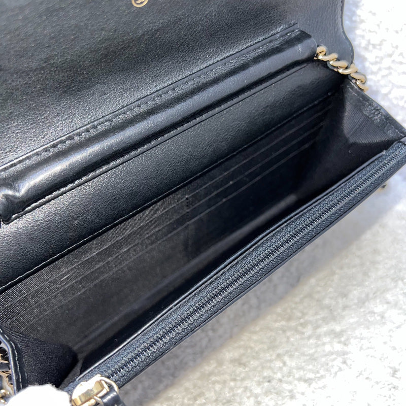 Chanel Seasonal Wallet on Chain WOC in Black Lambskin and LGHW