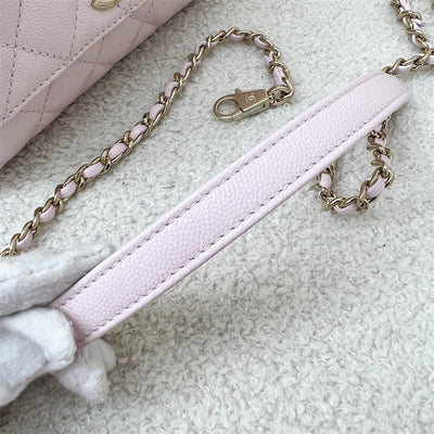 Chanel Mini 19cm Coco Handle Flap in 22P Pink Caviar and LGHW