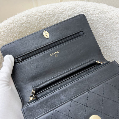 Chanel Seasonal Wallet on Chain WOC in Black Lambskin and LGHW
