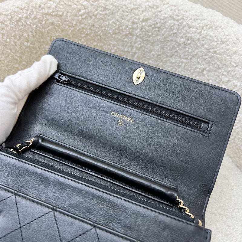 Chanel Seasonal Wallet on Chain WOC in Black Lambskin and LGHW