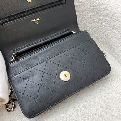 Chanel Seasonal Wallet on Chain WOC in Black Lambskin and LGHW