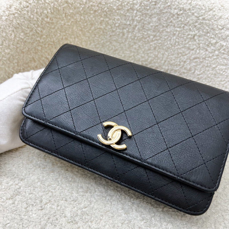 Chanel Seasonal Wallet on Chain WOC in Black Lambskin and LGHW