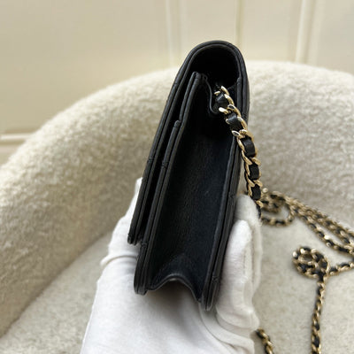 Chanel Seasonal Wallet on Chain WOC in Black Lambskin and LGHW