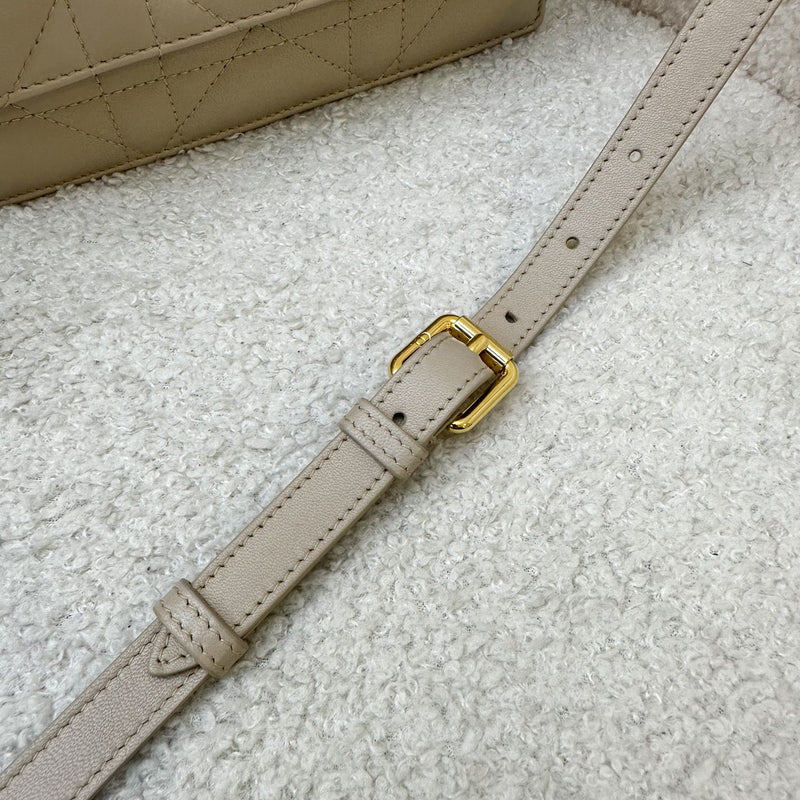 Dior Miss Caro Mini Flap Bag in Powder Beige Macrocannage Lambskin and GHW