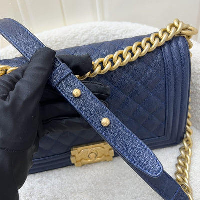Chanel Medium 25cm Boy Flap in Midnight Blue Caviar and AGHW (Model: A67086)