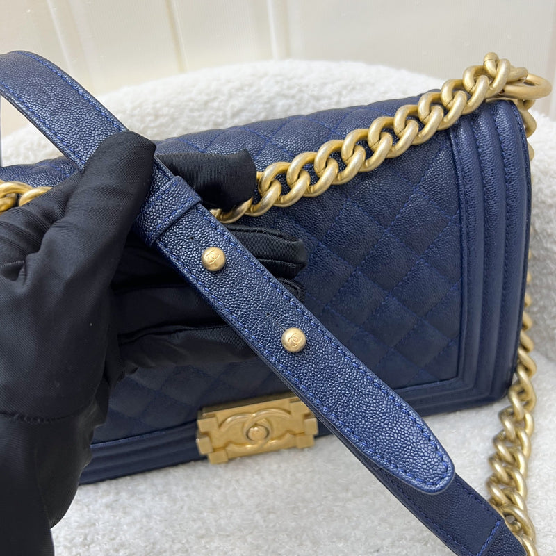 Chanel Medium 25cm Boy Flap in Midnight Blue Caviar and AGHW (Model: A67086)