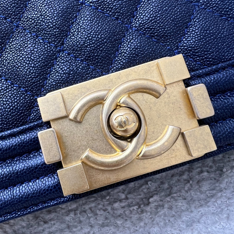 Chanel Medium 25cm Boy Flap in Midnight Blue Caviar and AGHW (Model: A67086)