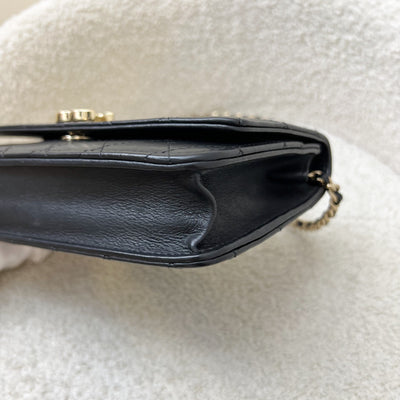 Chanel Seasonal Wallet on Chain WOC in Black Lambskin and LGHW