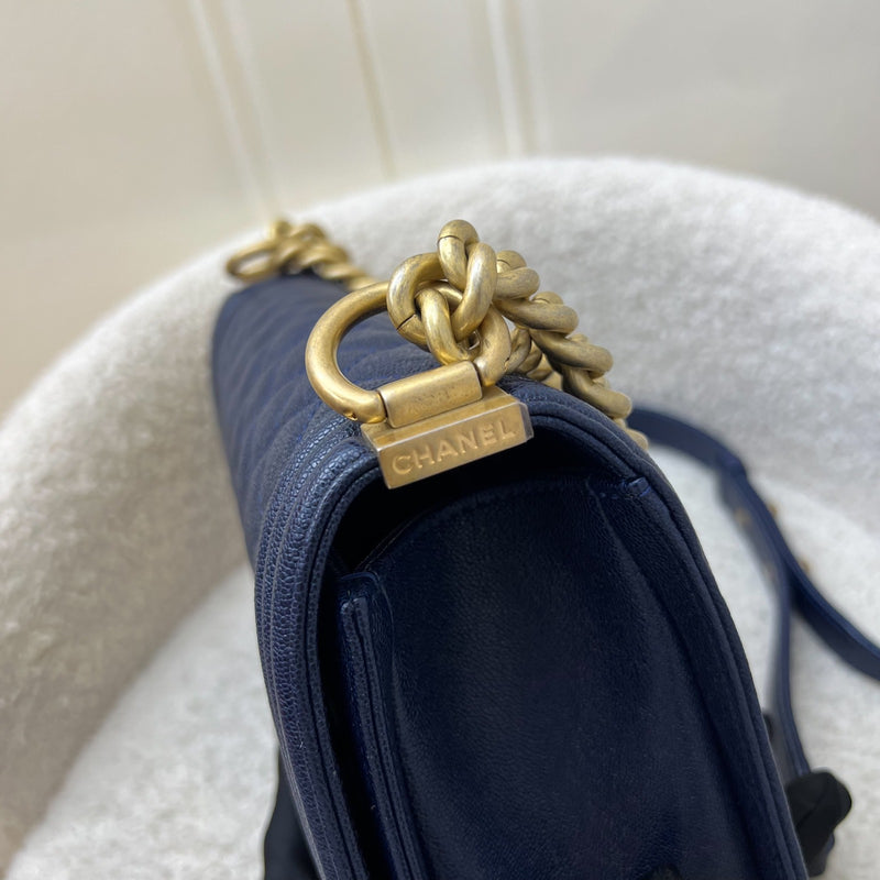 Chanel Medium 25cm Boy Flap in Midnight Blue Caviar and AGHW (Model: A67086)